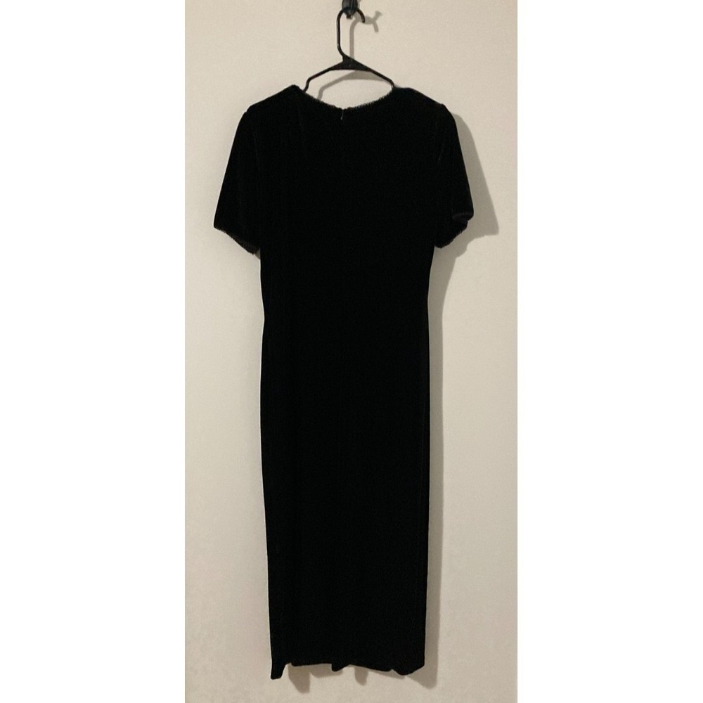 Talbots Velvet Sheath Dress Women 10 Black Midi Core Goth Classic Vintage 90s - Picture 11 of 11